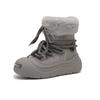 Plush snow boots, new winter mid-boots, plush warm lace-up, big-headed fluffy boots.