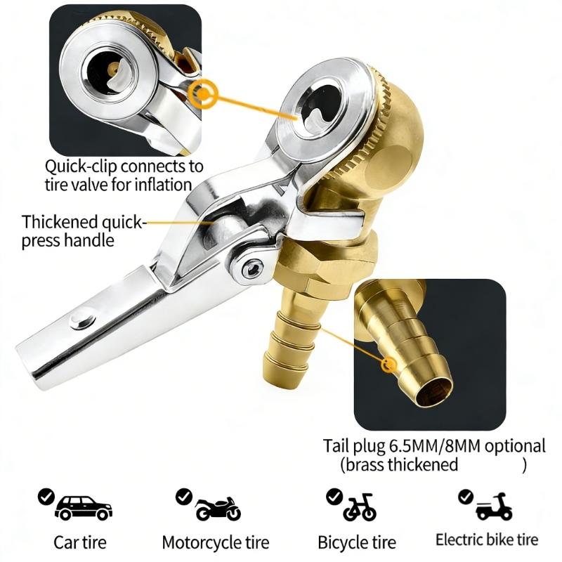 Tire Valves Copper Air Chuck for Quick Inflation On Various Vehicles Featuring Shut Off Valves Universal Copper Chuck