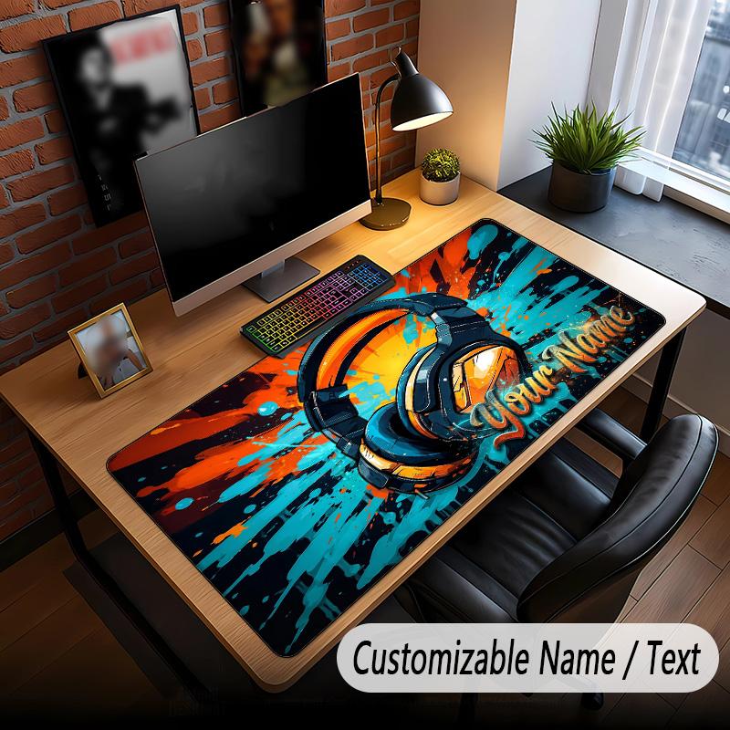 Music DJ Theme Custom Mouse Pad Personalized With Name Text Customized Desk Mat For Office Home Decor