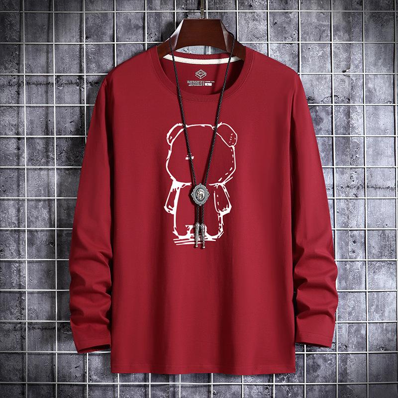 GMXIA Spring Autumn Men's Long Sleeve T-shirt Men's Youth Crewneck Base Men's Top Clothes Autumn Clothes Men's T-shirt