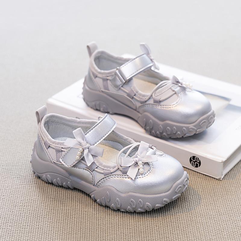 Kids Sports Sandals Korean Style Girls Princess Shoes Ribbon Bow Sweet 2025 New Children Sneakers Non-slip Soft Sole Ins Trendy