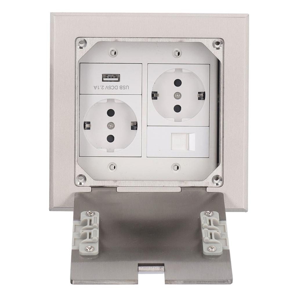 Recessed Floor Outlet 2500W 16A 2 Sockets 1 USB 1 Computer Port Embedded Floor Power Outlet