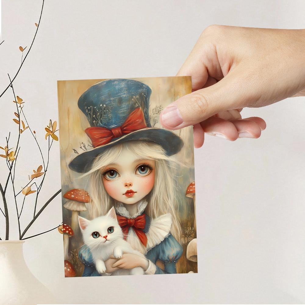 32 Stück, Alice im Wunderland Postkarten, Fantasy, Geburtstags-/Jubiläumsgeschenke, Sammlerstücke, Zum Verschenken geeignet, Versendbar.