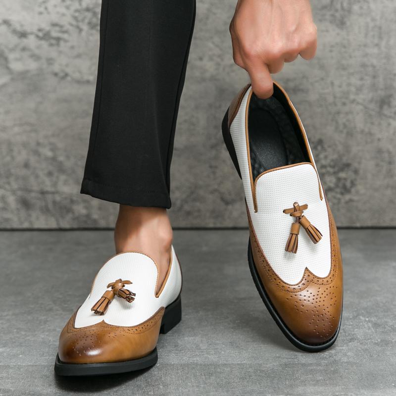 Fashion Tassel Fashion Shoe Office for Men Casual Leather Shoes Loafers Driving Moccasins Comfortable Slip on Wedding Shoes Pointed Toe