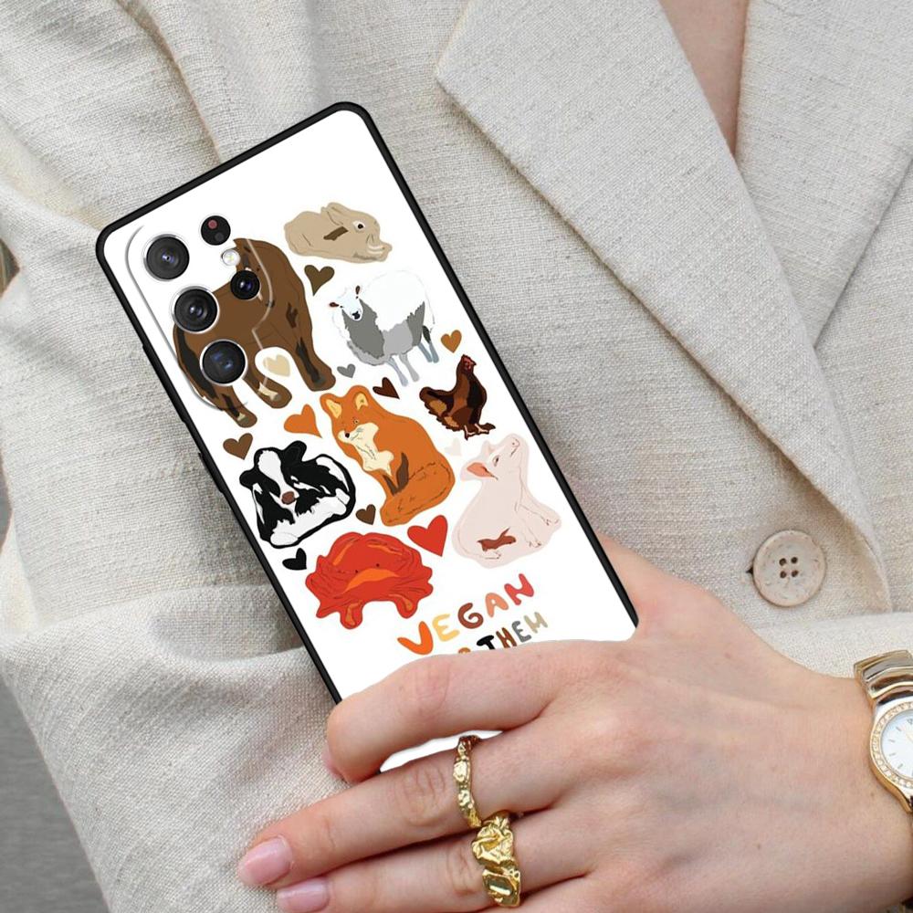 Vegan Friends Not Food Cell Phone Case for Samsung Galaxy S26 Ultra S25 S24 S23 S22 S21 S20 Note10 Cover