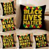 Funny Black History Month Cushion Cover Short Plush Double-Sided Print Square Throw Pillow Covers Sofa Home Cushion Decor