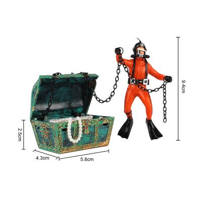 Cazador de Tesoros Decoración para Acuario Accesorios Pecera Adorno Figura de Acción Buceador Cofre del Tesoro 1 Ud.
