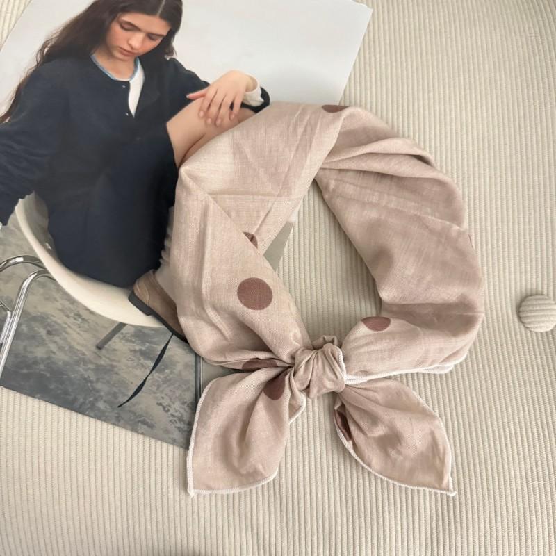 Premium 90Cm Floral Large Square Scarf Cotton And Linen Silk Scarf Women'S Headscarf Thin Scarf Sun Protection Shawl Outer Yarn