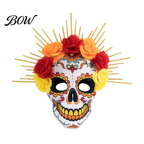 Floral Skull Mask Mardi Gras Mask, Venetian Party Sugar Breathable Face Masquerade Masks for Halloween Cosplay Mexican Flexible