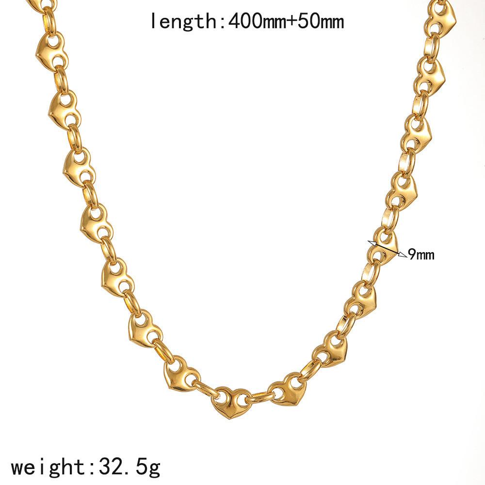 Heartshaped Pig Nose Chain Necklace 18k Gold Plated Stainless Steel Jewelry For Ladies