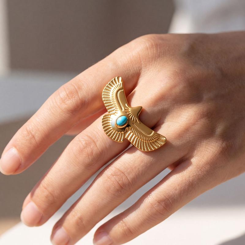 Stainless Steel Eagle Adjustable Finger Rings for Women Punk Gold Color Non Fading Ring Gothic Hip-Hop Waterproof Jewelry Gift