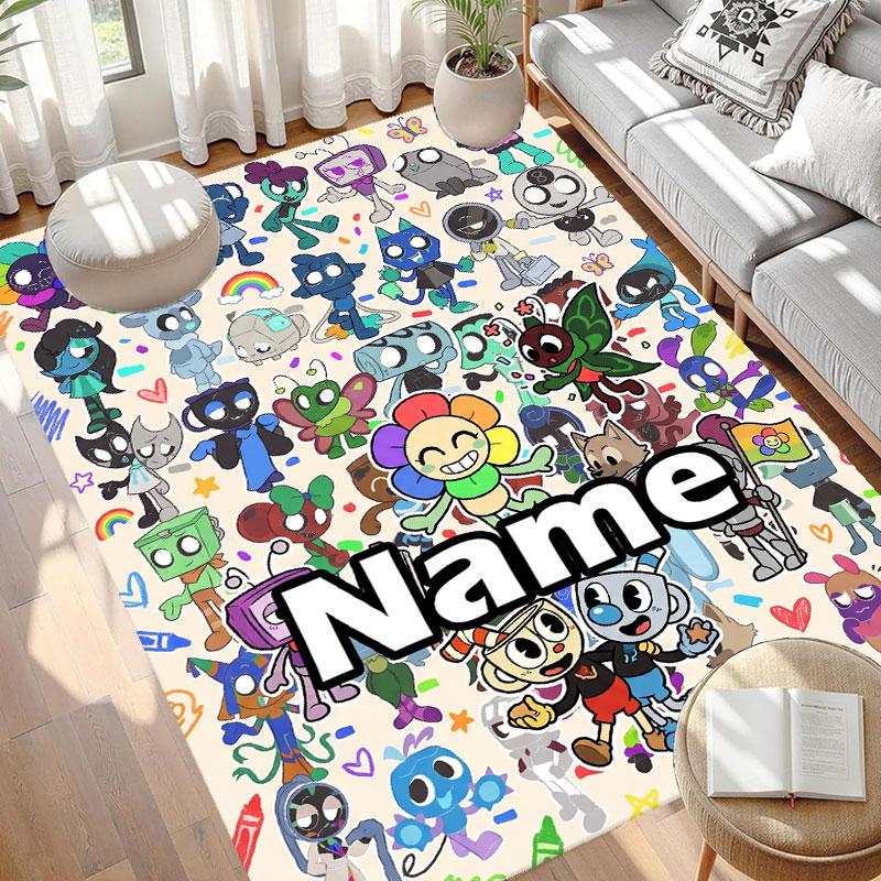 Custom Name Personalized Dandy's World Print Carpet, Versatile Home Decor Rug, for Playroom, Apartment, Balcony, Entryway, Hallway Gift