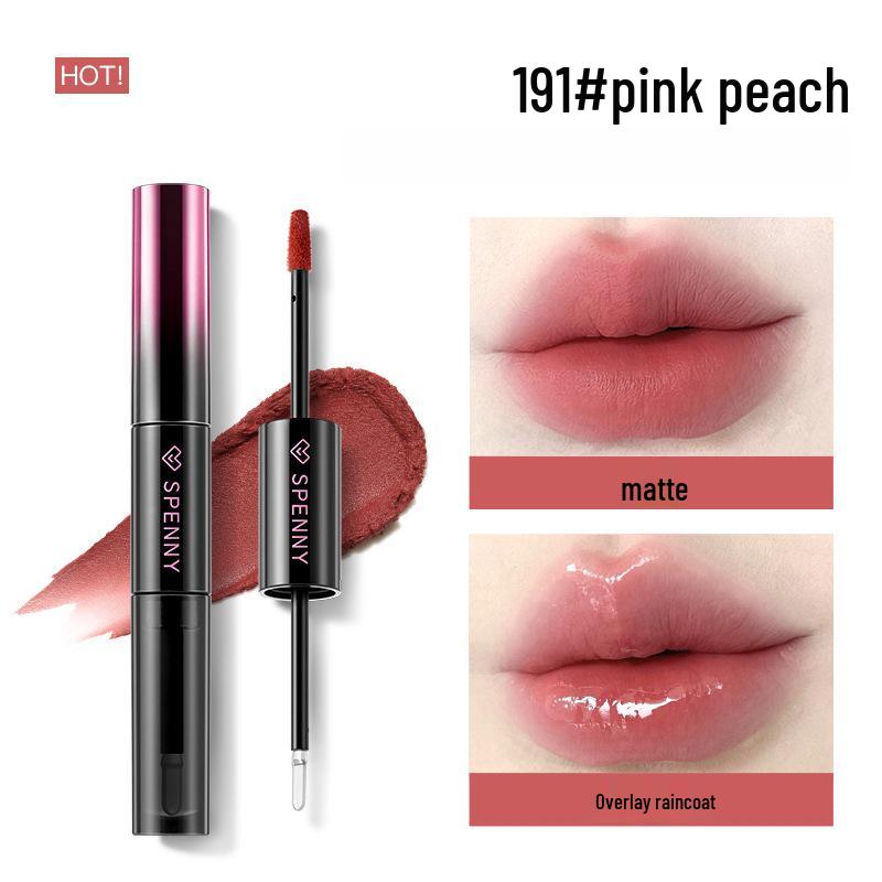 Shapeni Double-Ended Mirror Lip Gloss & Plump Lip Mud - Long-lasting, Non-Staining, Ideal for Students, Asian Makeup.