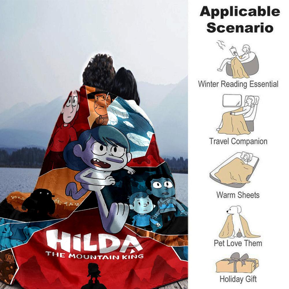 Hilda Mountain Flannel Blanket Super Soft Warm Cozy Blanket for Sofa Bed Office Travel All‑Season Home Decor Gift