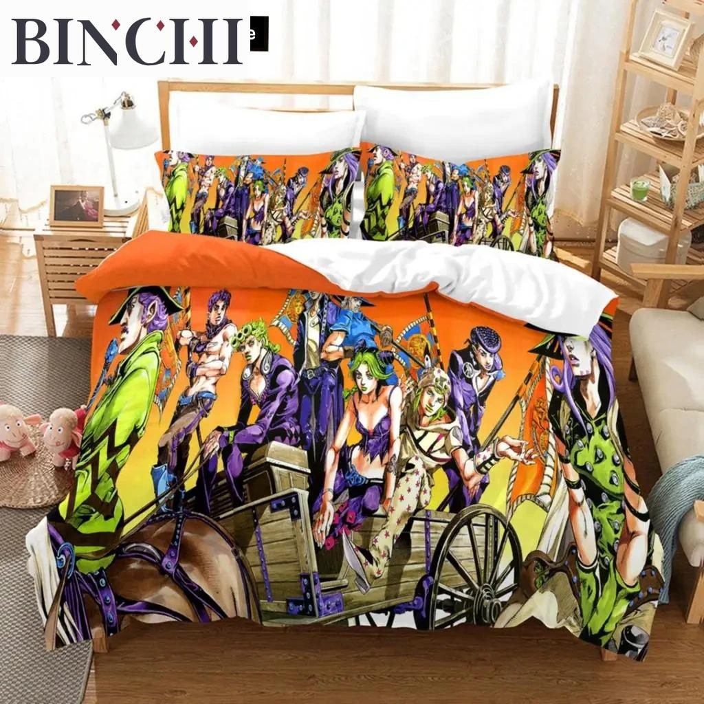 3D Druck Anime JoJo Bizarre Adventure Jotaro Kujo Bettwäsche Set Jungen Mädchen Twin Queen Size Bettbezug Kissenbezug Bett Jungen Erwachsener