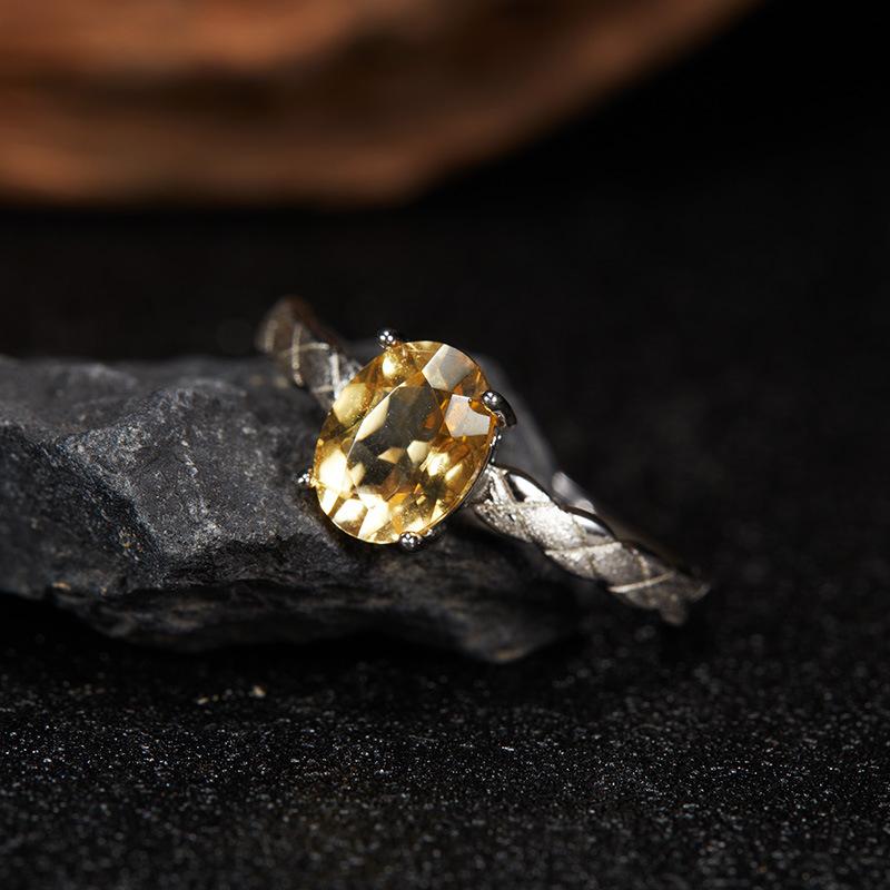 Original Design Does Not Fade Niche High Sense S925 Sterling Silver 18K Natural Citrine Lucky Treasure Ring Women