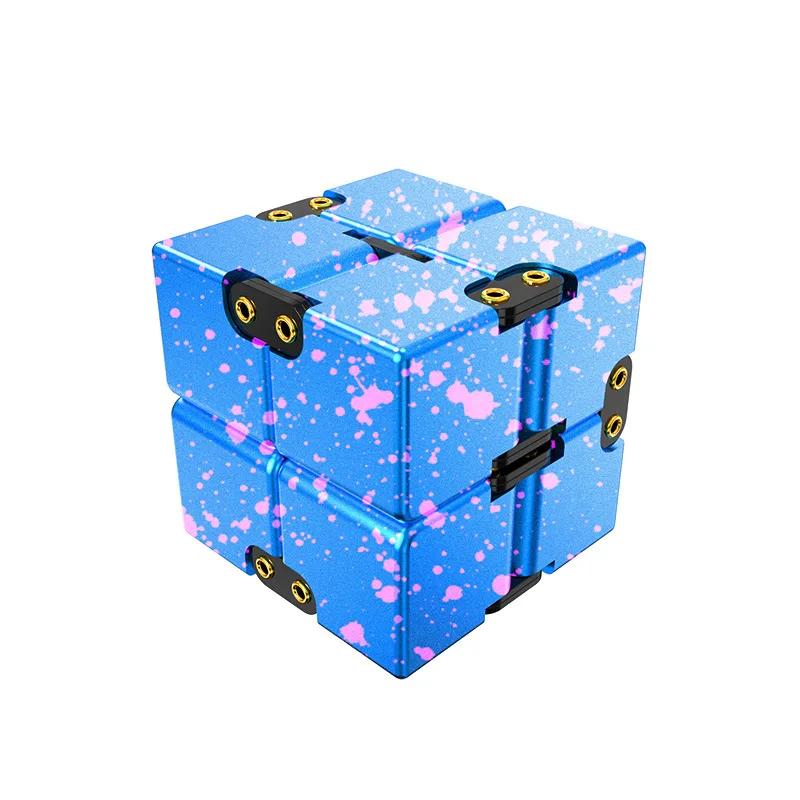 Infinite Cube Aluminum Alloy Metal Edc Stress Relief Mini Toy Portable Office Infinite Flip Cubic Fidget Relax Venting Toys