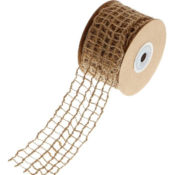 EXCEART 1 Roll Webbing Handmade Christmas Decor Fishing Net Decor Wrapping Burlap Ribbon Christmas Tree DIY Craft Arts Craft Decoration Arts Craft 457X2.7CM
