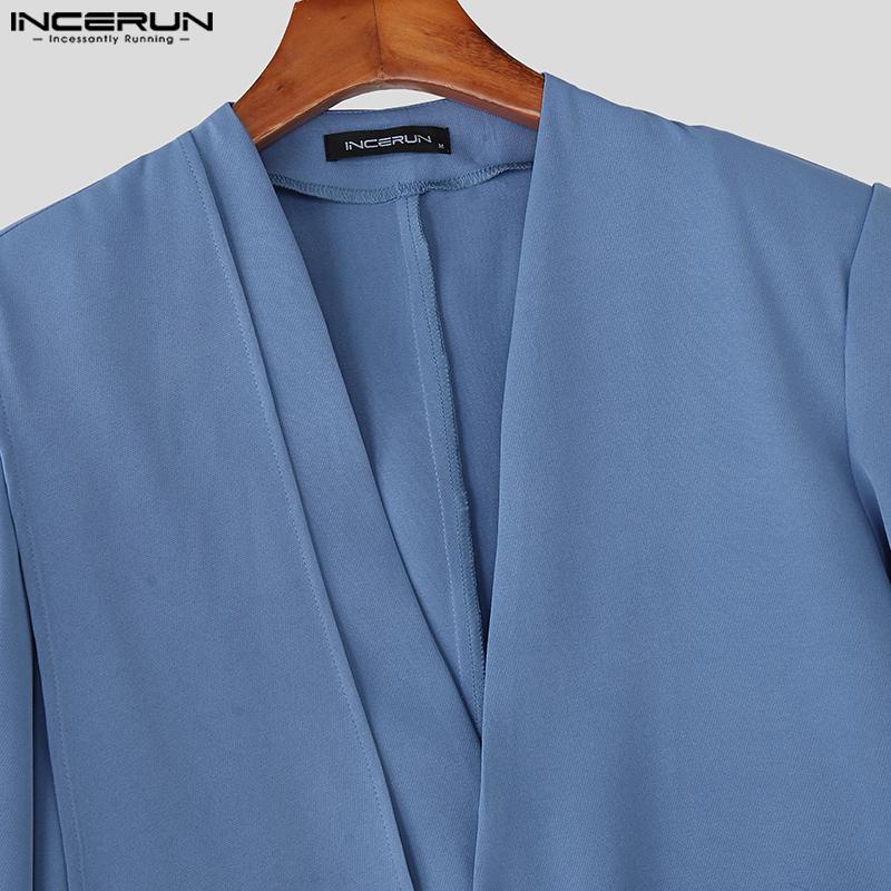 INCERUN Two Pieces Outfits Men Long Sleeve Layers Thin Blazer Long Straight Pants Party Sets