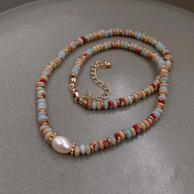 2025 Trendy Natural Stone Freshwater Pearl Collar Chain Necklace Stainless Steel Handmade Stylish Beads Zircon Bijoux Gift