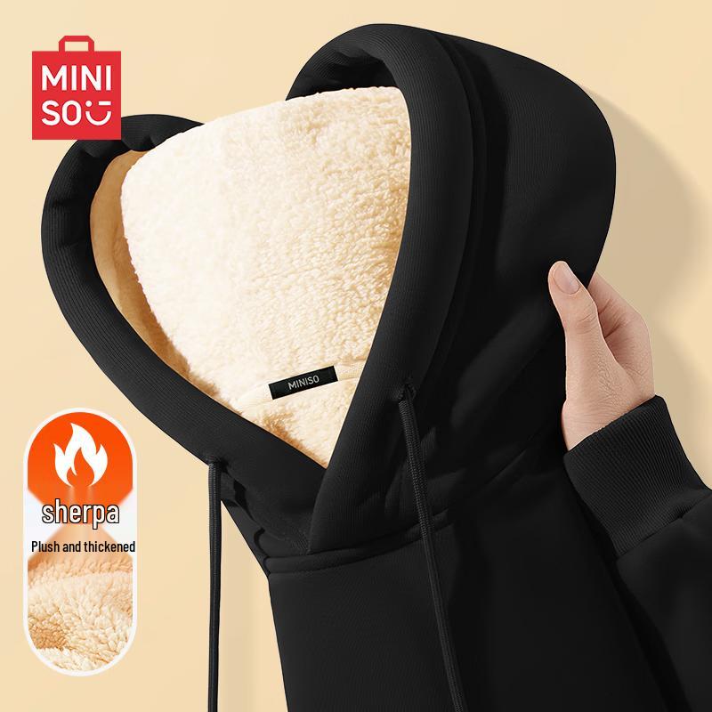 MINISO Men's Winter Sherpa Lined Hooded Sweatshirt