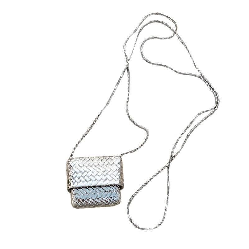 Medieval Woven Mini Bag Necklace with Long Sweater Chain Pendant