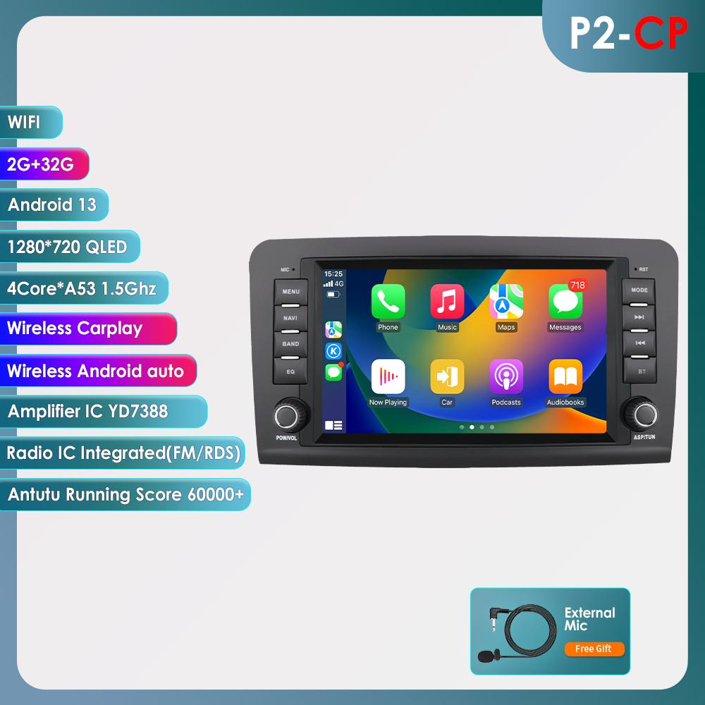 Ossuret 2Din Android 13 Car Radio for Mercedes Benz GL ML W164 ML350 ML500 X164 GL35 GL45 2005-2012 Navigation GPS Intelligent Multimedia Video WIFI