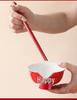 Red Double Happiness Ceramic Tableware Set: Wedding Bowl, Spoon, and Chopsticks Gift