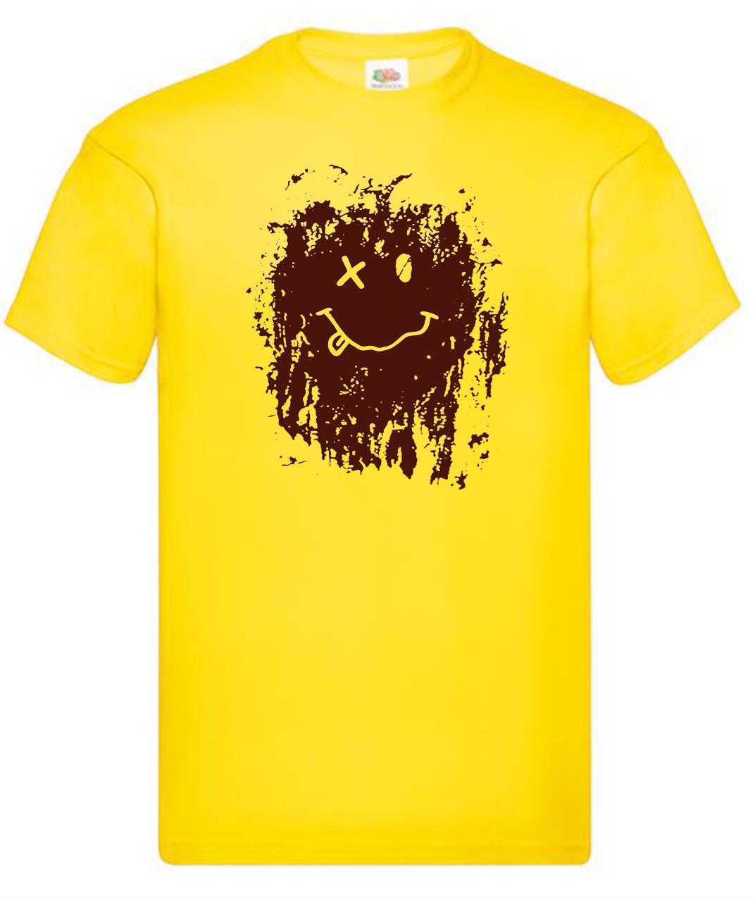 Adults Muddy Smile Happy Face 1990s Gump Movie Unisex Yellow TShirt 2XL