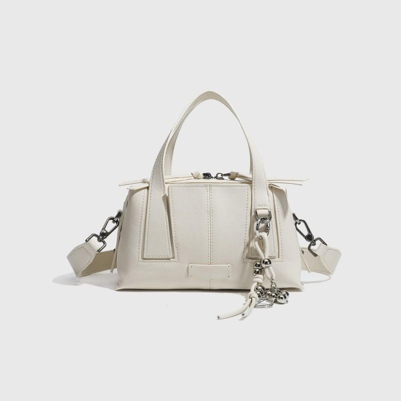 2026 New Retro Top-layer Cowhide Boston Bag Bowling Old Money Style High-end Cross-body Women's Large Capacity