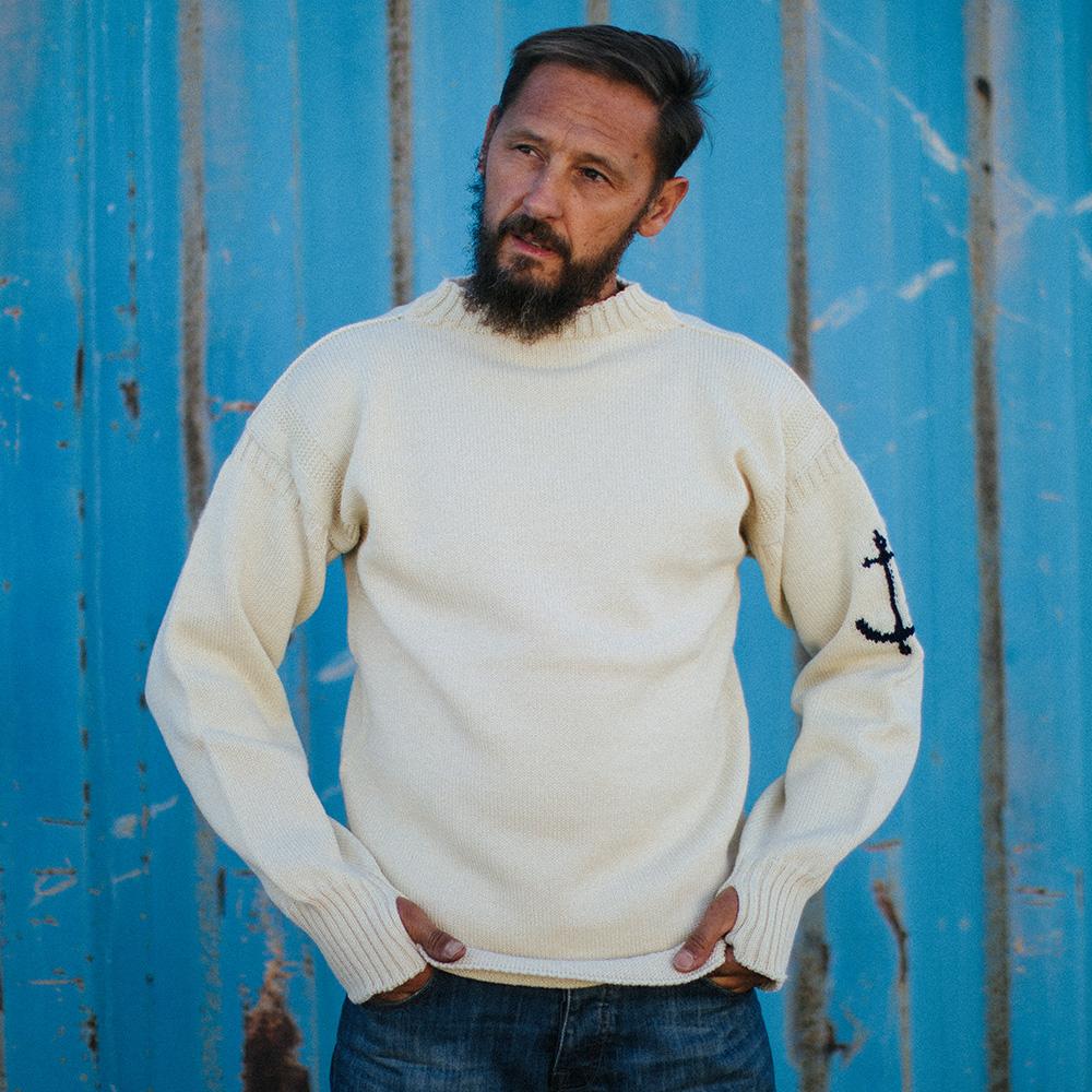 Geonjiulleunseu Fisherman Whole Garment Sweater - Aran