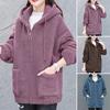 Palton pentru femei Gros, culoare solidă, buzunare, mâneci lungi, lejer, cald, pluș, fermoar, cardigan, jachetă de iarnă pentru exterior