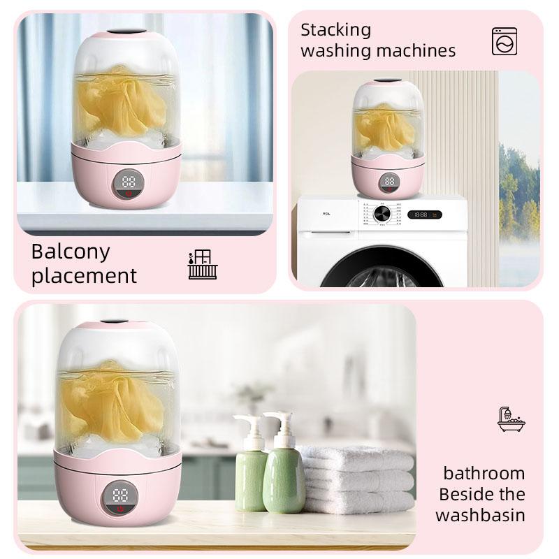 Mini Portable Washing Machine Rechargeable Travel Washer for Underwear Socks Small Laundry Bucket with Dehydration Function