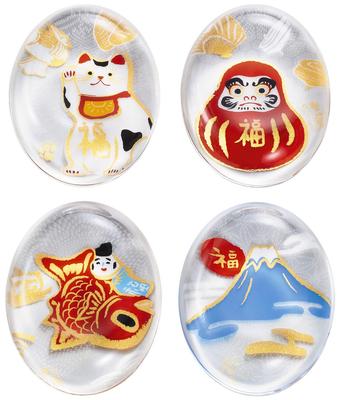 ADERIA Chopstick Rest Happy Mono 4 Pattern Set X X Height Made In Japan Comes In a Cosmetic Box Birthday Gift Present [Approx. 5.6 4.4 1.3