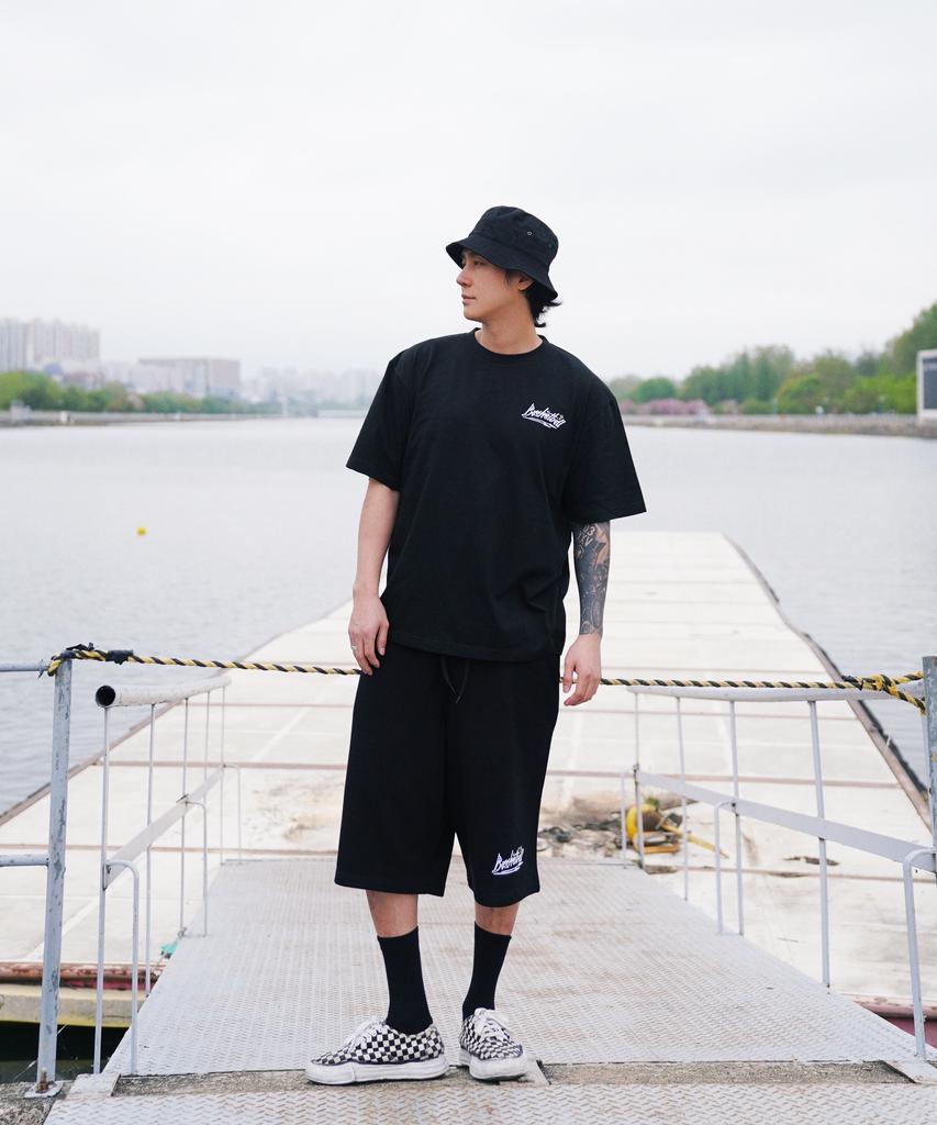 CREAM SODA LAB Basketball Short Sleeve T-Shirt Oversized Black White