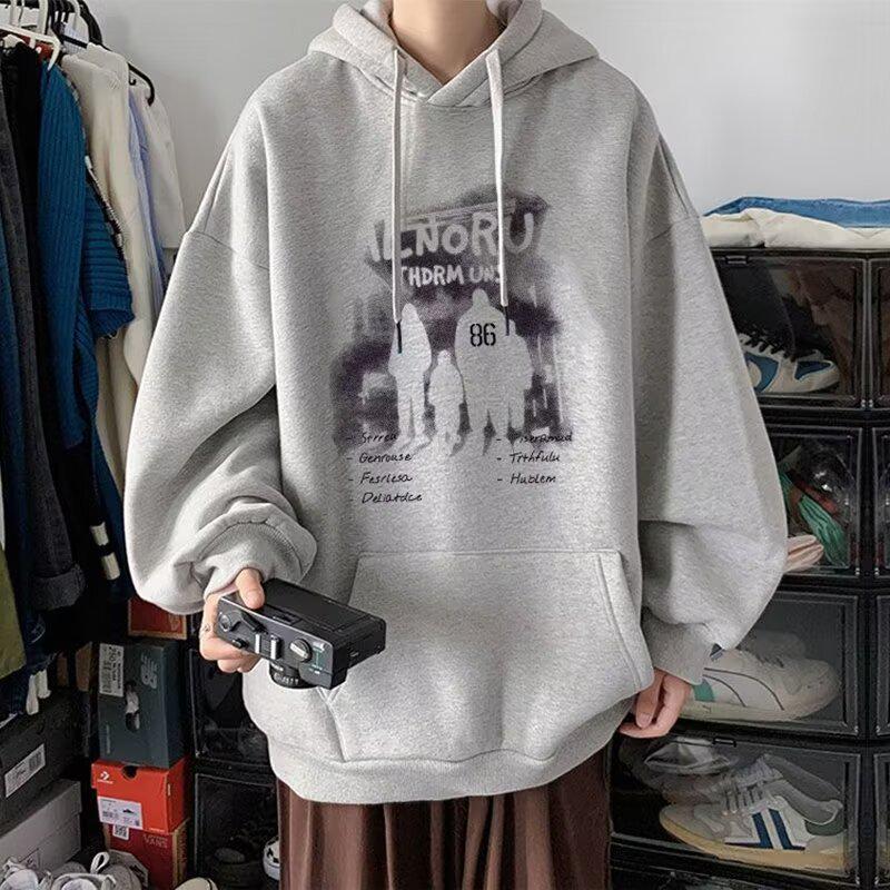 Men's Trendy Ins-Style Loose Hooded Sweatshirt, Letter Print, Versatile Jacket for Spring/Autumn 2024 Arrival.
