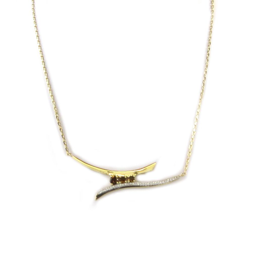 Les Trésors De Lily [N6974] - Gold-Plated Necklace 'Anastacia' Golden Amber - 55x15 Mm