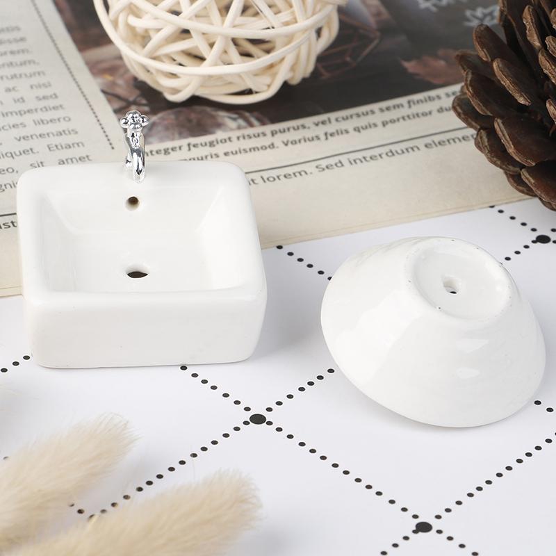 1:12 Dollhouse Miniature Bathroom Sink Ceramic Wash Basin Model Accessories Toys