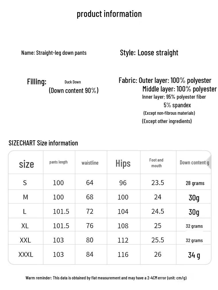 Xue Zhong Fei Women's 90% Down Waterproof Outdoor Pants