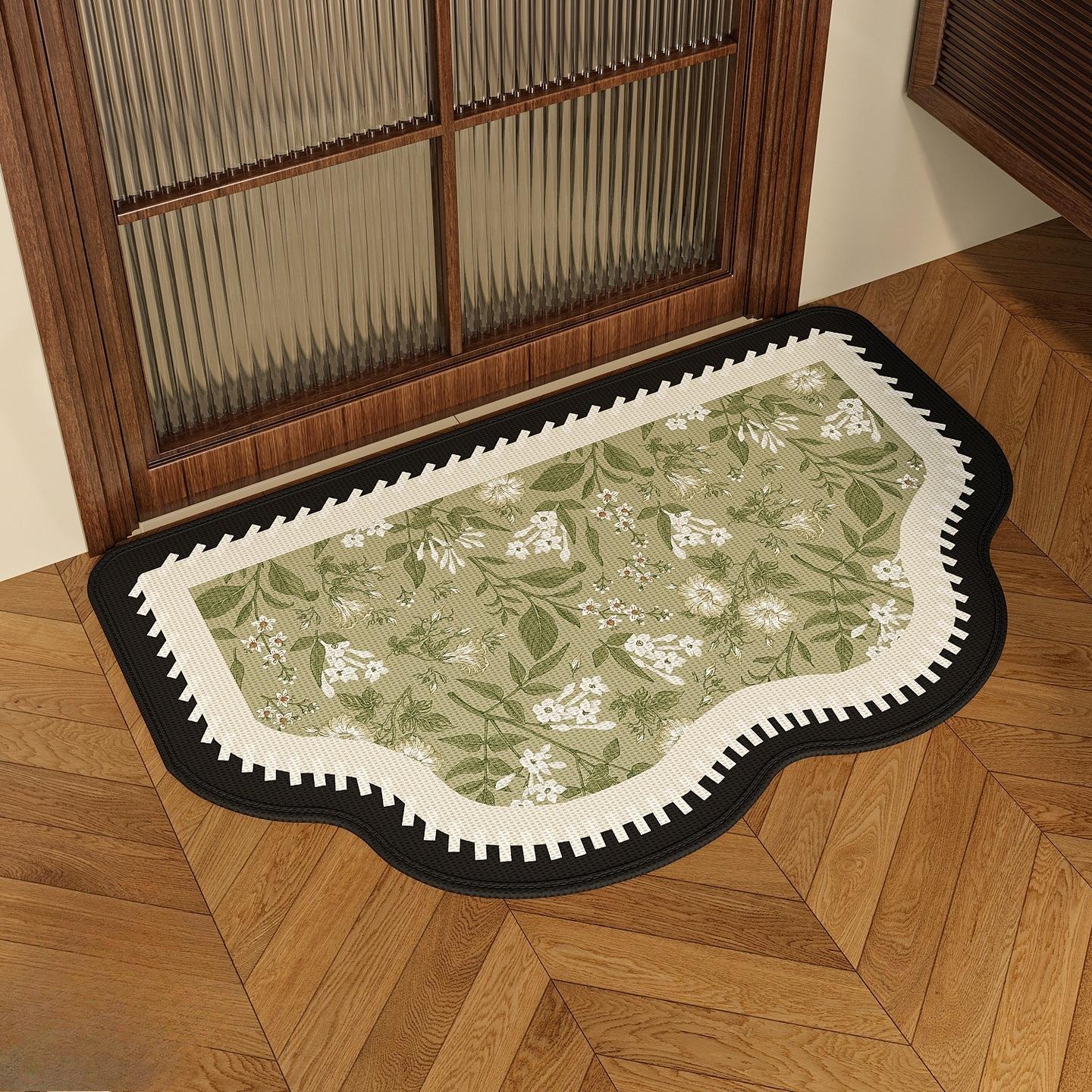 Bathroom floor mat irregular bathroom absorbent mat anti slip mat toilet floor mat bathroom carpet mat (as the picture,40x60cm)