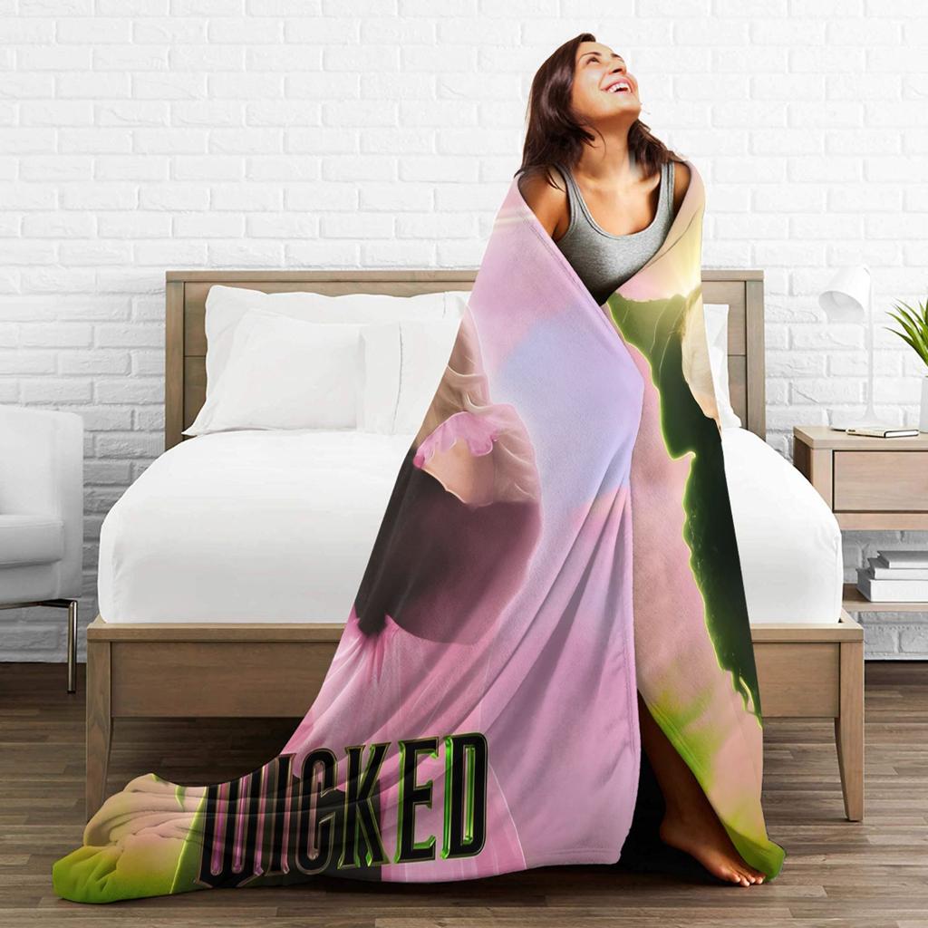 Soft Blanket Travel Wicked Elphaba & Glinda Tonal Throw Blanket Flannel Bedspread For Couch Chair Novelty Sofa Bed Cover