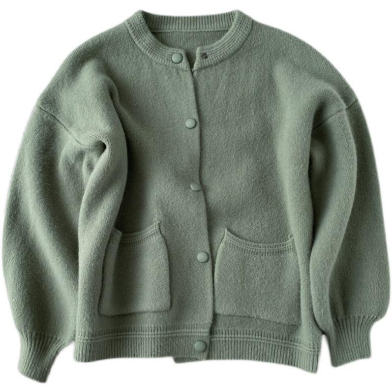 

Осень новый свободный и универсальный простой темперамент нежный ветер милый однотонный вязаный кардиган свитер куртка женская One size