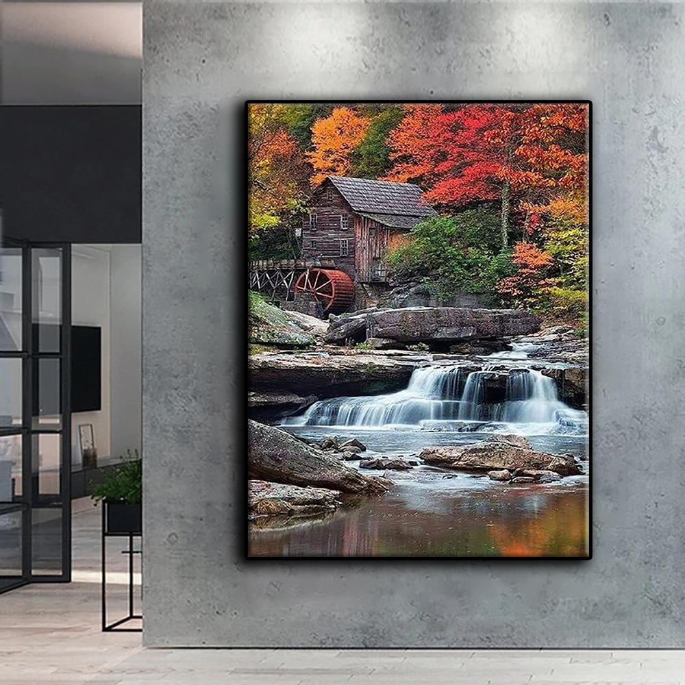 5D DIY Diamond Painting Scenic Waterfall  Cross Stitch Diamond Art Embroidery  Mosaic Home Deco