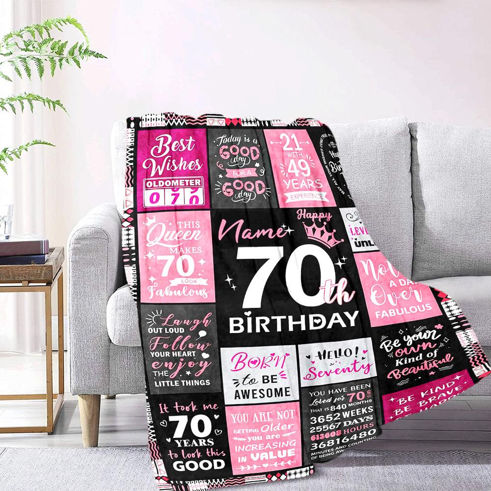 70Th Birthday Celebration Fabulous At 70 Lightweight Customizable Blanket Text Comfortable For Sofa Couch Office Bed Picnics Ideal For All Seasons