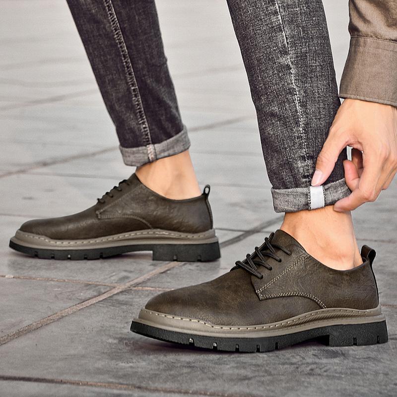 Thick Bottom Man Luxury Oxford Shoes Lace-Up Outdoor Male Shoes New Men Casual Leather High Quality Party Business Shoes