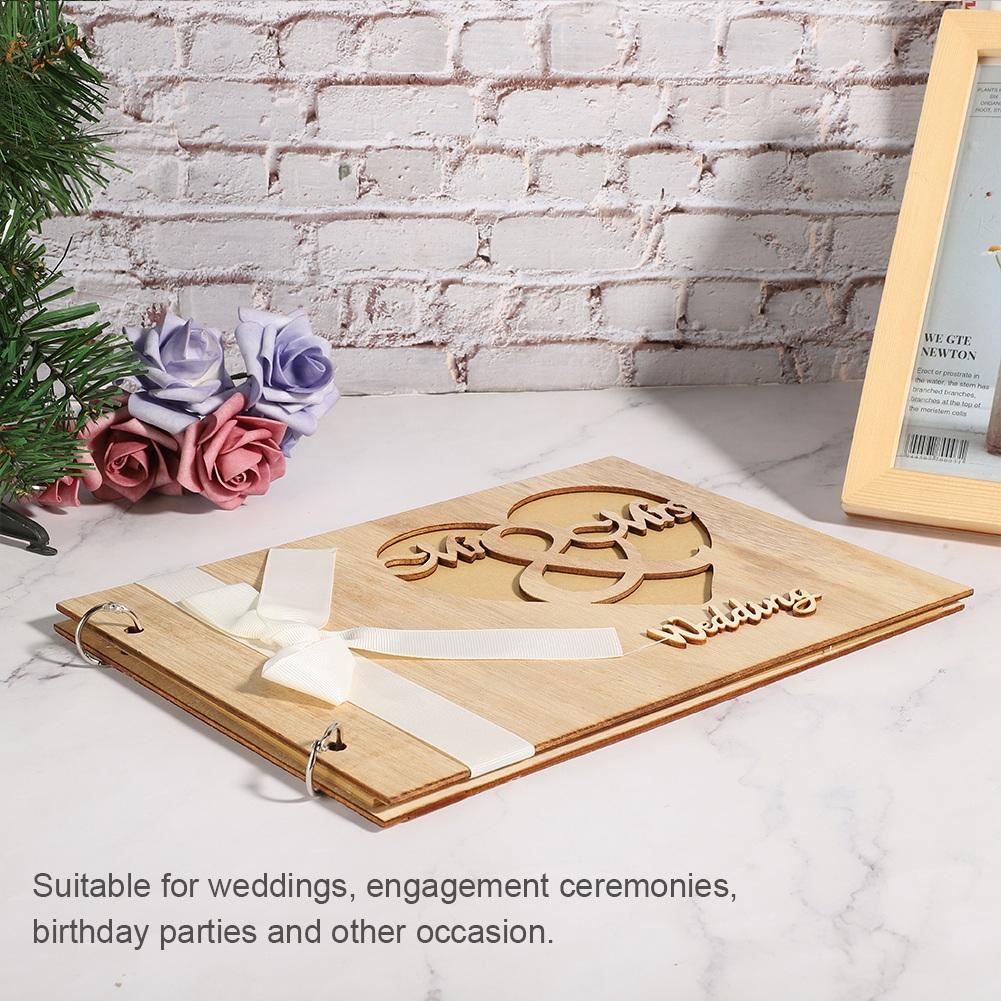 Wooden Wedding Guest Book Album Sign Notebook Wedding Anniversary Decoration SupplyType 2