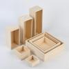 Caja de Madera Cuadrada Portátil Contenedor de Almacenamiento de Madera Pequeño para Bricolaje Caja Organizadora de Almacenamiento Decorativa Pinteable Manualidad