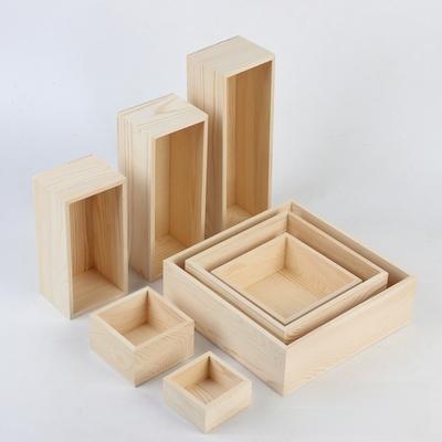Portable Square Wooden Box Small DIY Wooden Storage Container Decorative Paintable Storage Organizer Box Craft