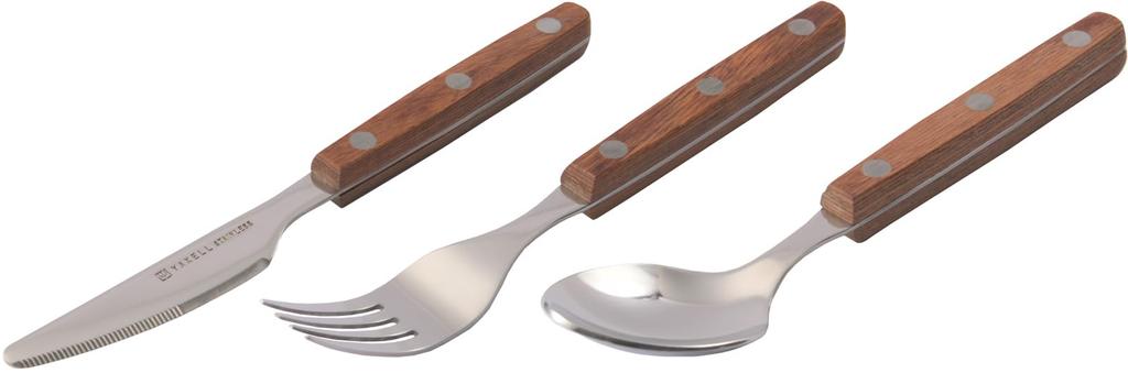 Yaksel Steak Spoon Set for Professional Made In Reinforced Wooden Handle That Feels Comfortable In the 12550 Knife, Fork, 3-Piece Use, Heat-Resistant