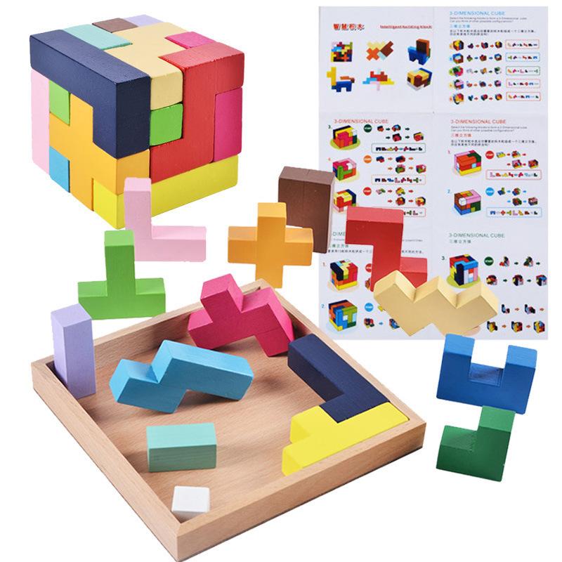 Wooden Puzzle Children Cartoon Forest Animals Tetris Large Building Block Three-dimensional Puzzle Parent-child Toy